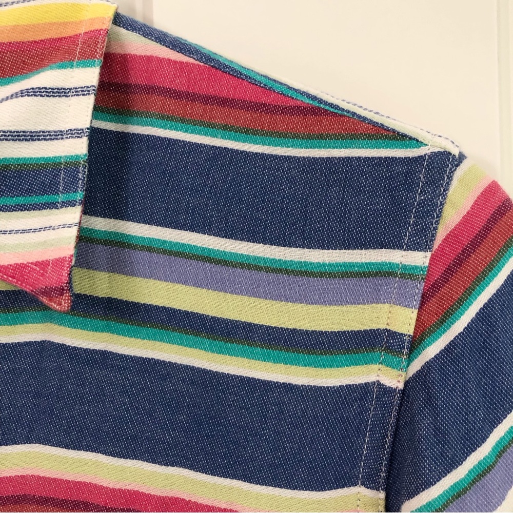 Vintage | Multi Color Stripe Long Sleeve Shirt Western Southwestern Medium - Picture 4 of 11